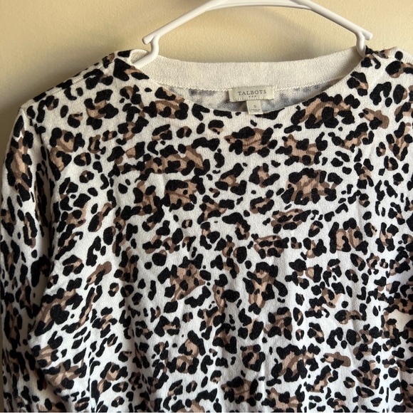 Talbots Cashmere Blend Animal Print Lightweight Pullover Sweater - Picture 2 of 4